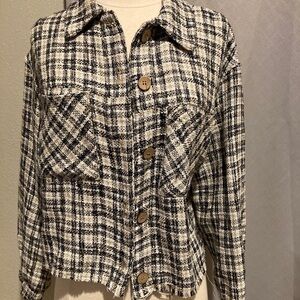 Zara Shacket Plaid Textured Overshirt size small